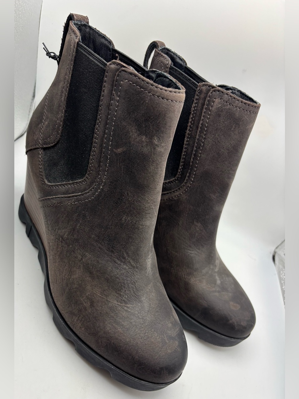 Sorel Joan Uptown Chelsea Wedge Booties Waterproof Brown Leather Women’s 9 NWT - Picture 7 of 9